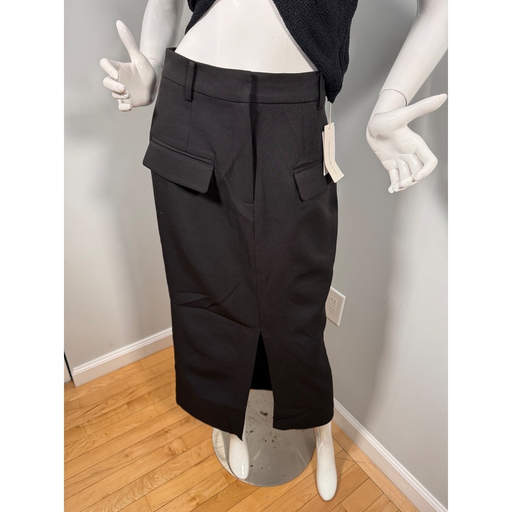 Commense black Split-front Solid Midi Skirt size … - image 4